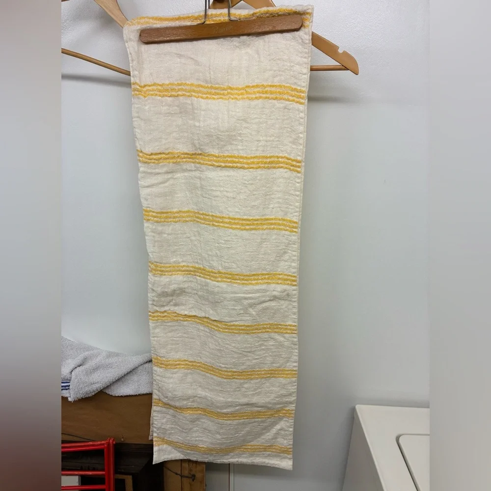 EasterTable Runner Yellow /White Striped Guaze Table Runner 84”X13” Cottage Core